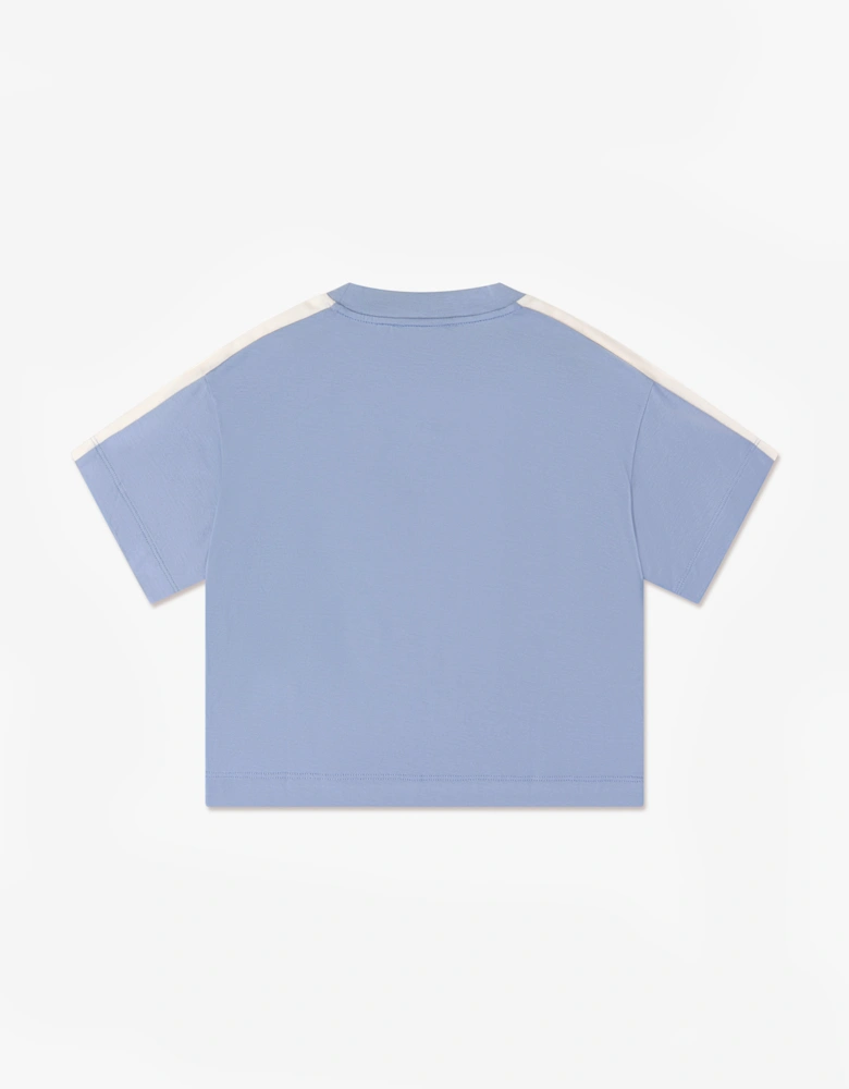 Emporio Armani Boys Colourblock Logo T-Shirt in Blue