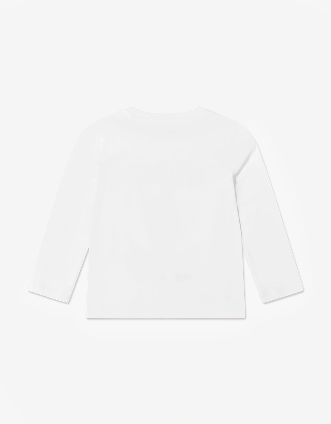 Guess Boys Long Sleeve Bear Logo T-Shirt in White