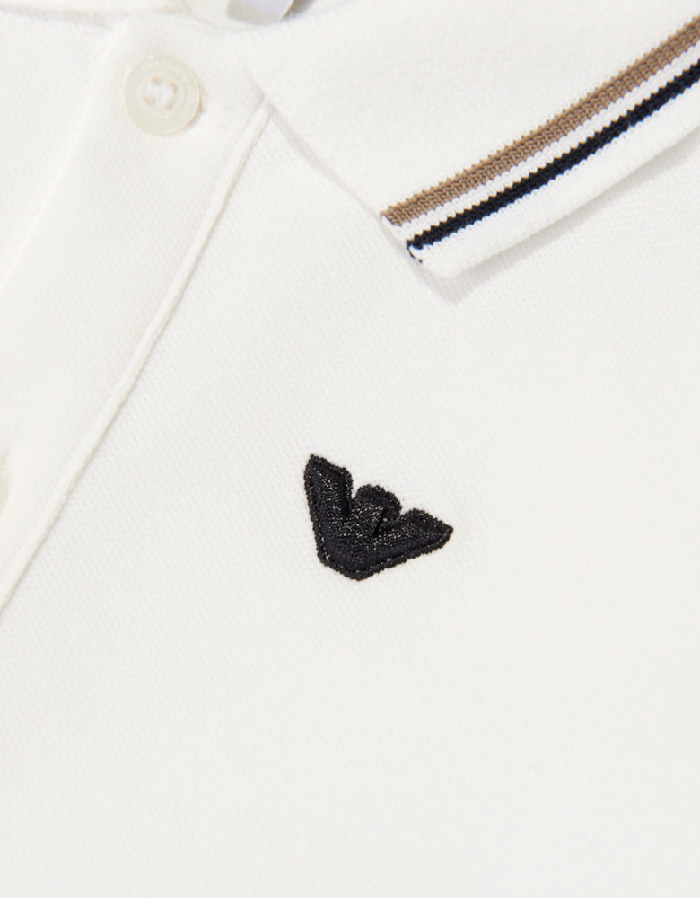 Emporio Armani Baby Boys Long Sleeve Polo Shirt in Ivory