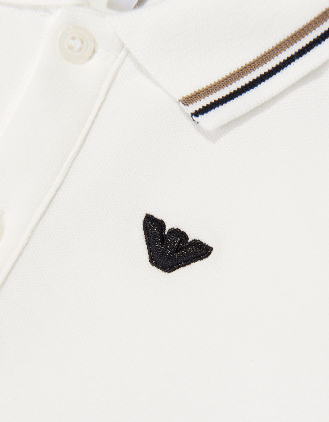 Emporio Armani Baby Boys Long Sleeve Polo Shirt in Ivory