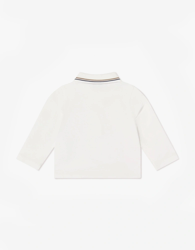 Emporio Armani Baby Boys Long Sleeve Polo Shirt in Ivory