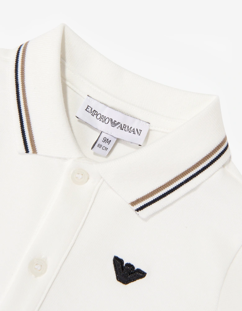 Emporio Armani Baby Boys Long Sleeve Polo Shirt in Ivory
