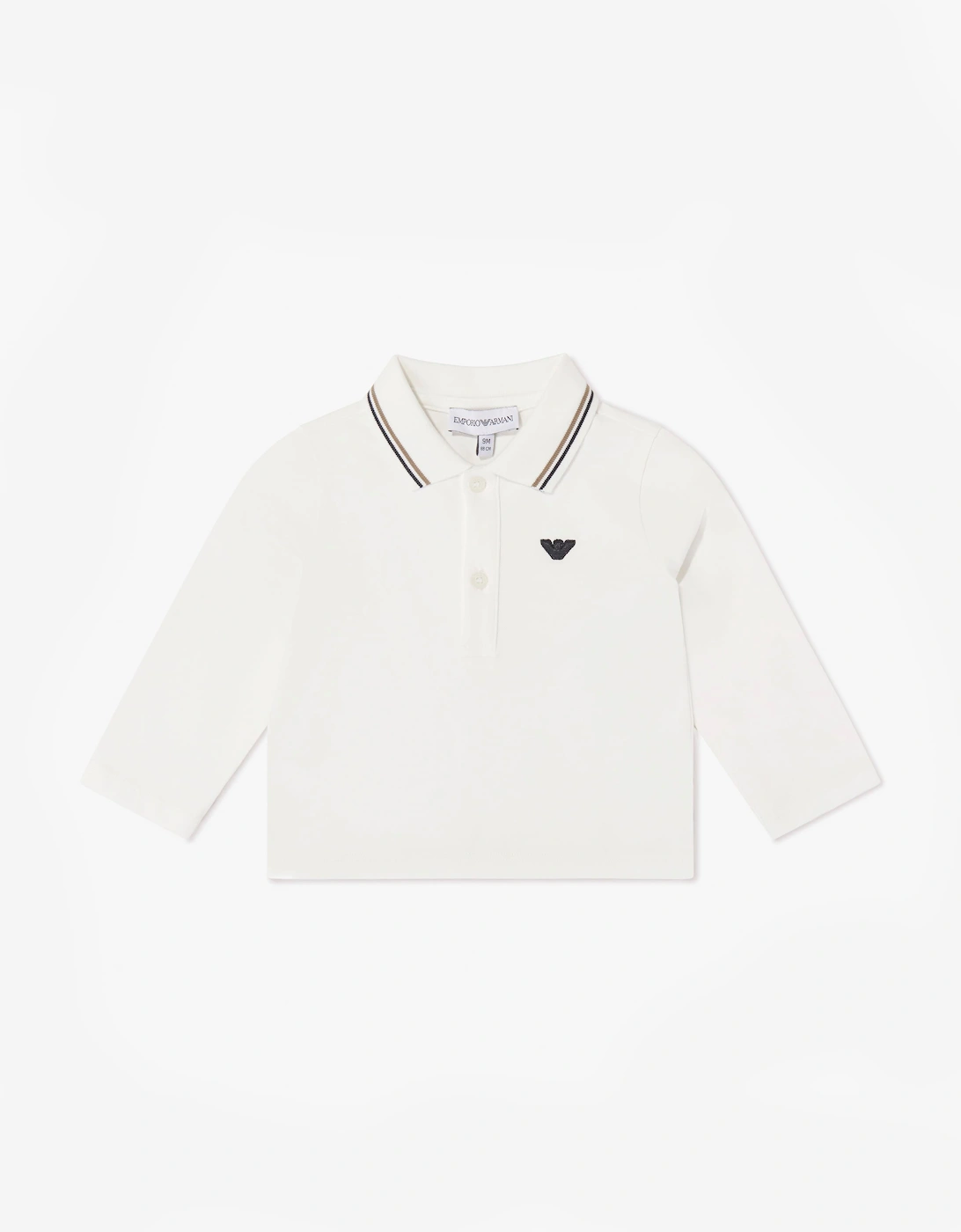 Emporio Armani Baby Boys Long Sleeve Polo Shirt in Ivory