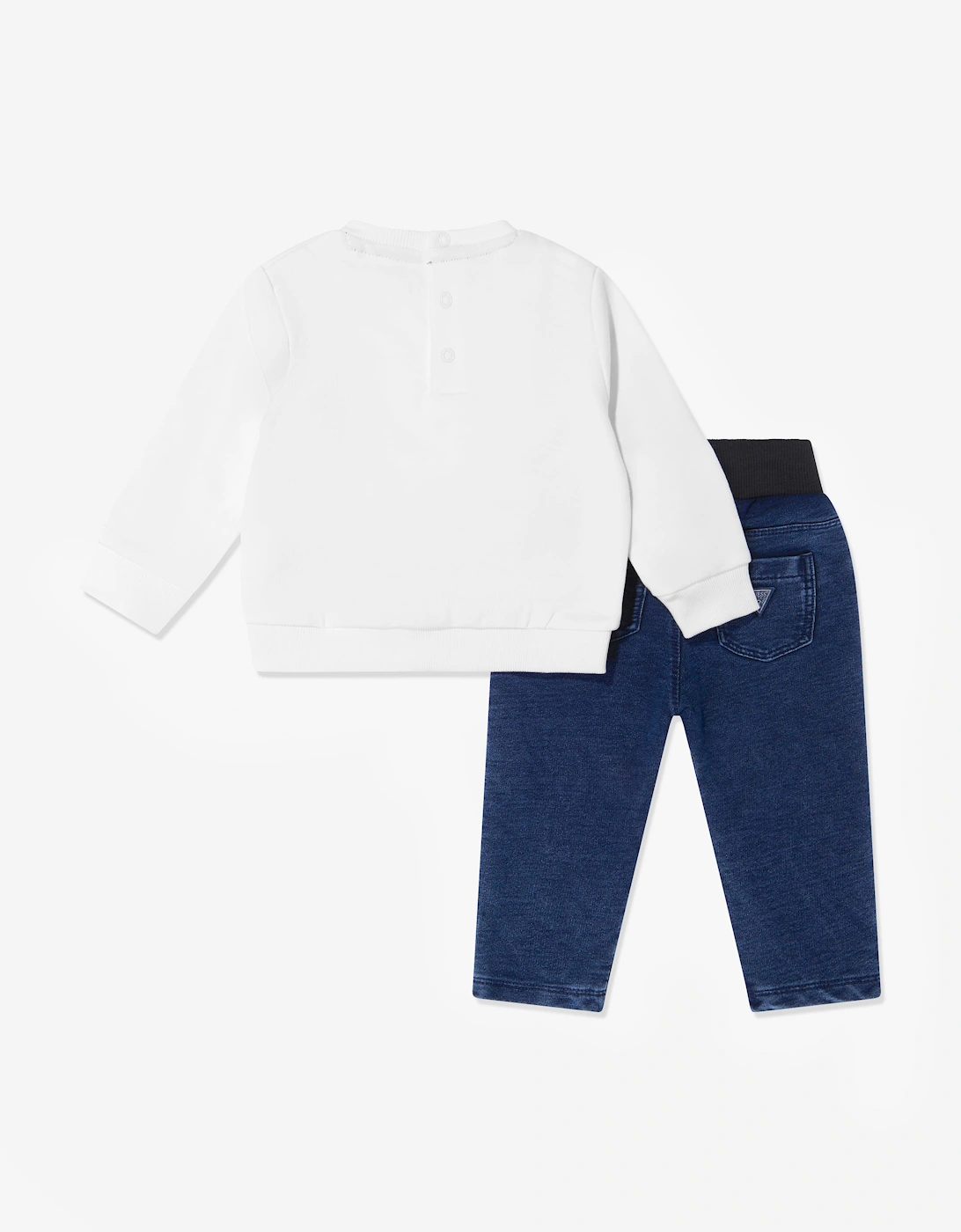 Guess Baby Boys Sweater and Denim Pants Set in White