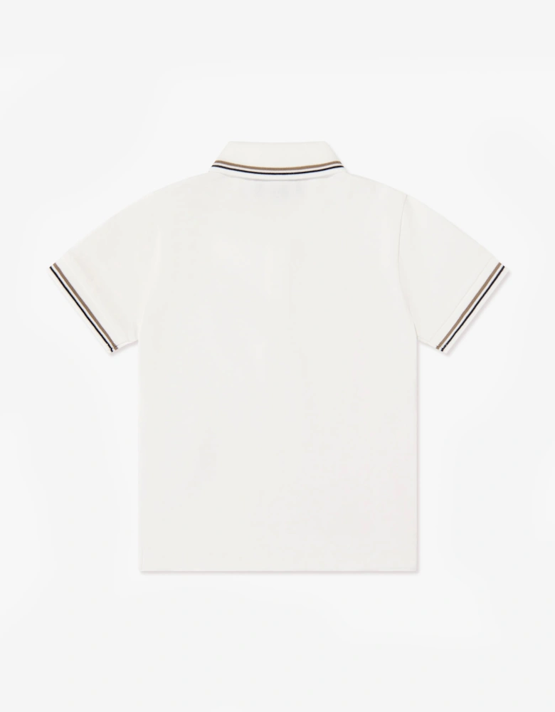 Emporio Armani Boys Logo Polo Shirt in Ivory