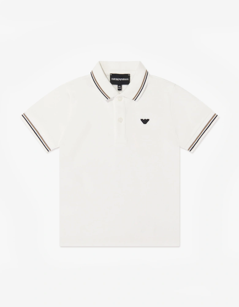 Emporio Armani Boys Logo Polo Shirt in Ivory