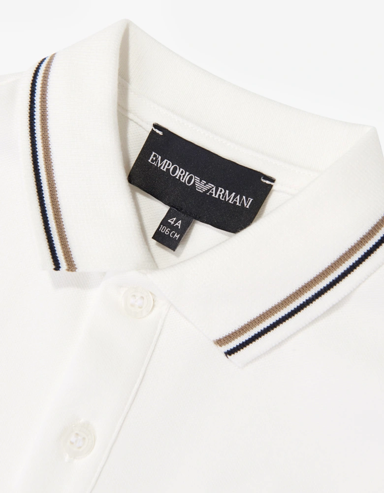 Emporio Armani Boys Logo Polo Shirt in Ivory