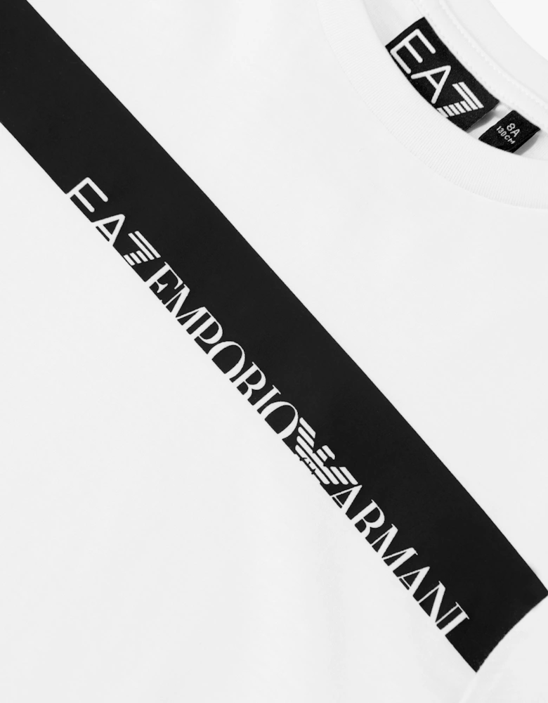 EA7 Emporio Armani Boys Train Extended Logo T-Shirt in White