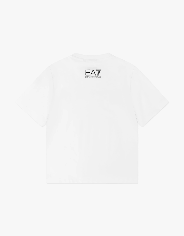 EA7 Emporio Armani Boys Train Extended Logo T-Shirt in White