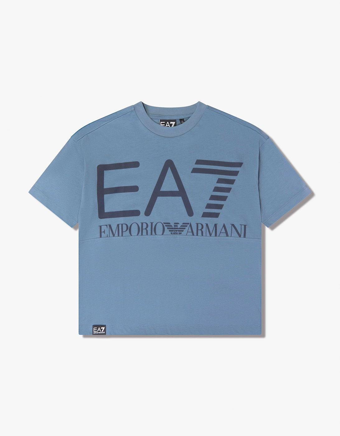 EA7 Emporio Armani Boy's EA7 Emporio Armani Boys Train Oversize Logo T-Shirt in Blue