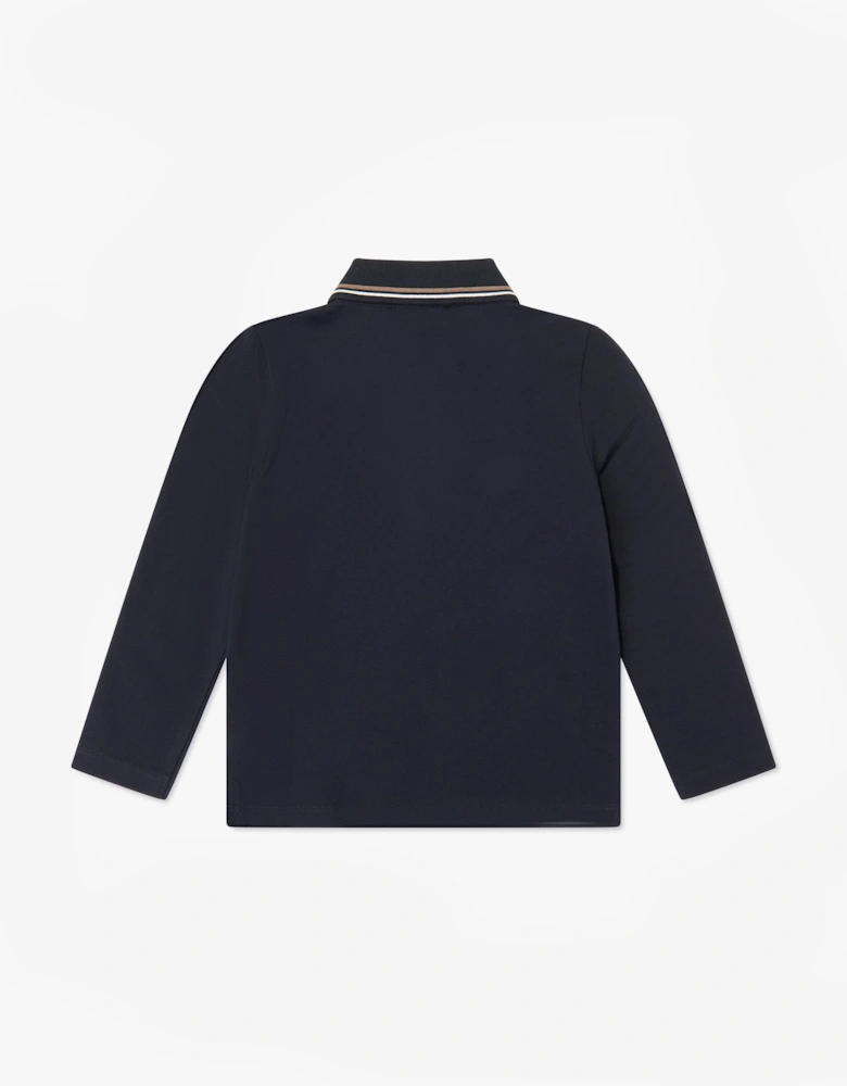 Emporio Armani Boys Long Sleeve Polo Shirt in Navy