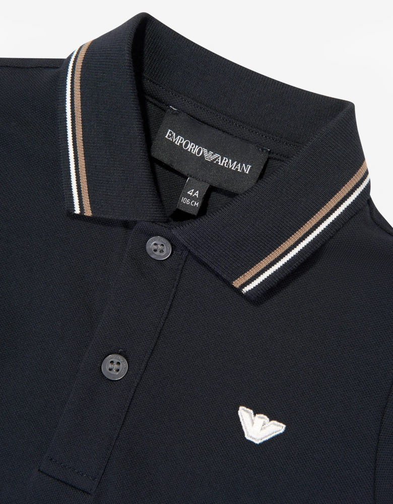 Emporio Armani Boys Long Sleeve Polo Shirt in Navy