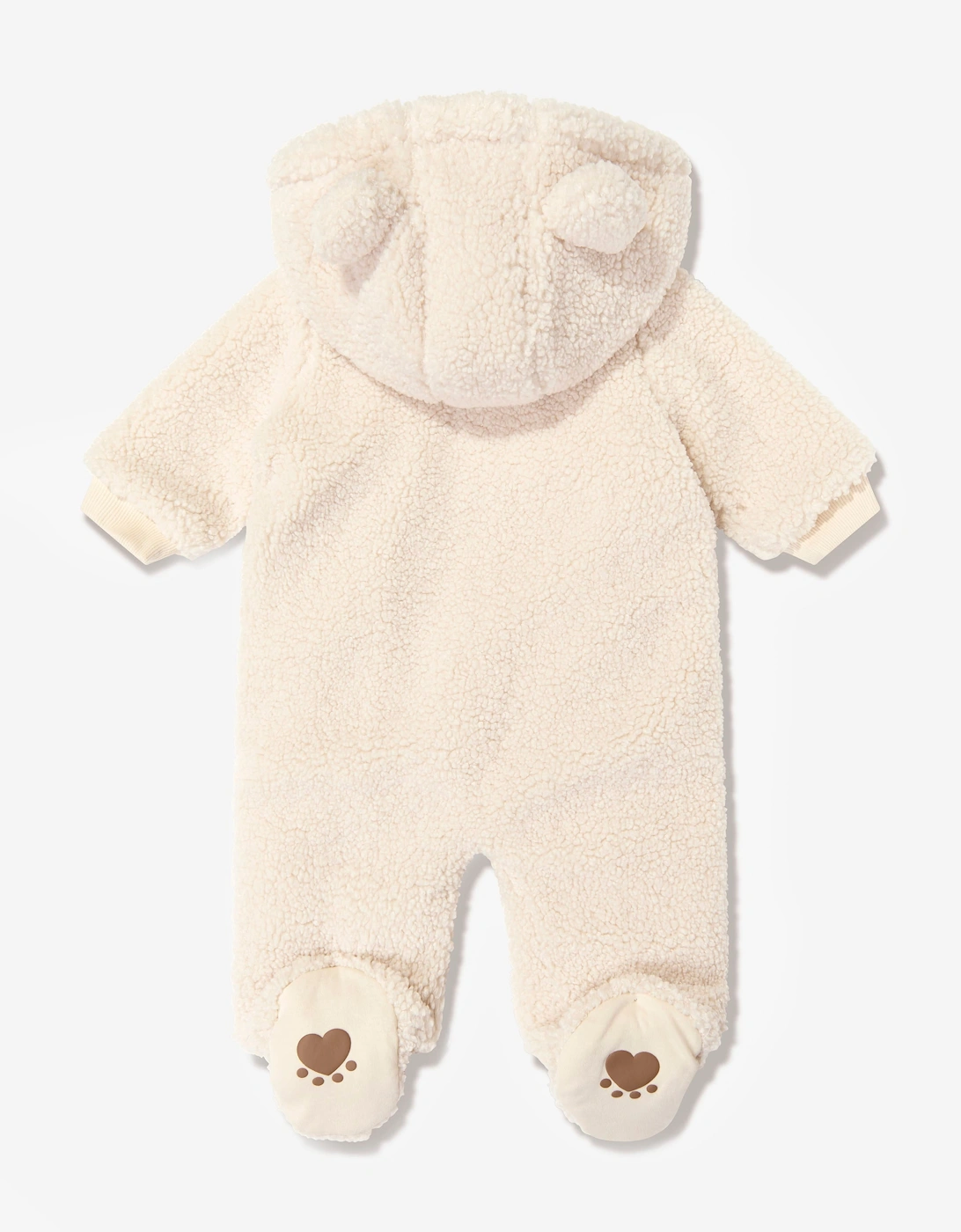 Guess Baby Faux Fur Hooded Pramsuit with Ears in Beige