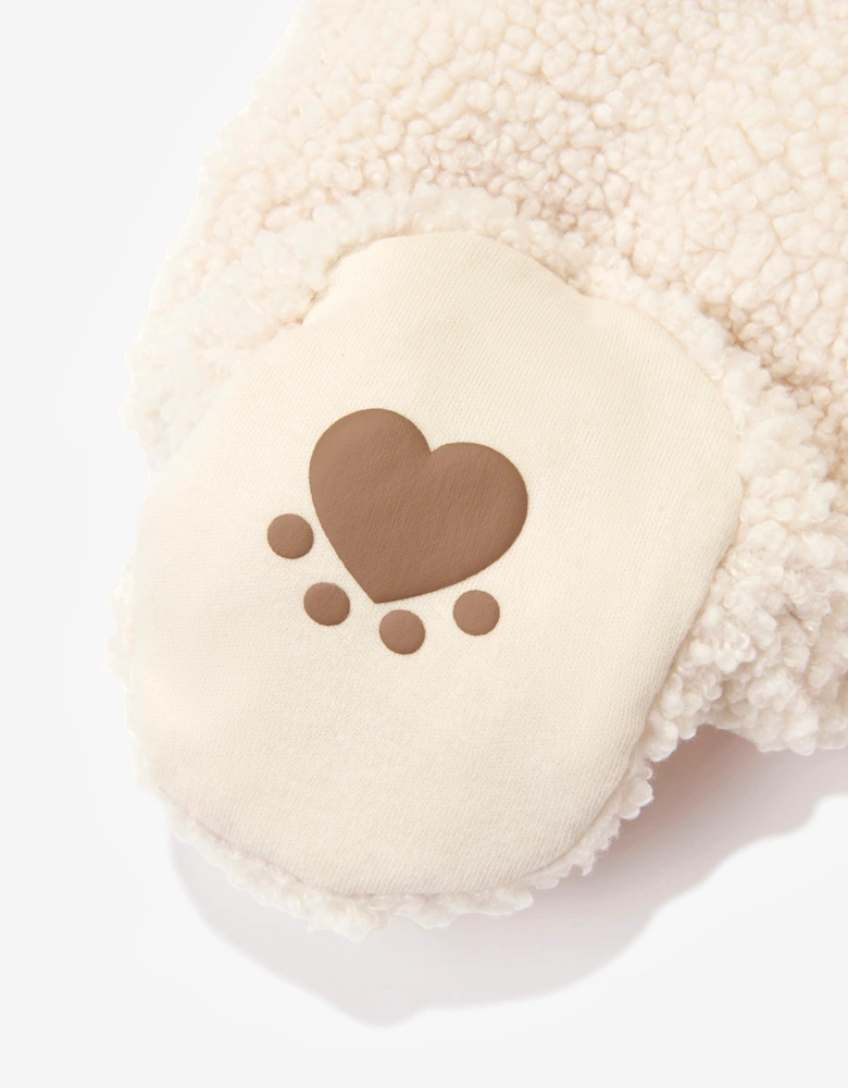 Guess Baby Faux Fur Hooded Pramsuit with Ears in Beige