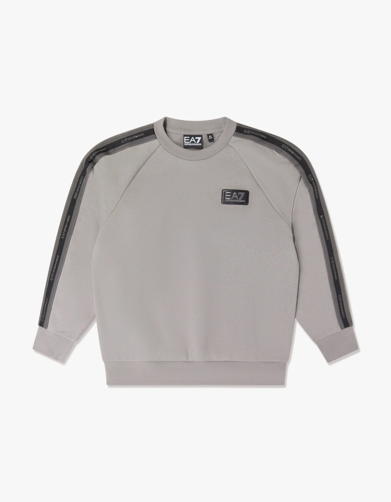 EA7 Emporio Armani Boys Train Logo Tape Sweatshirt in Grey
