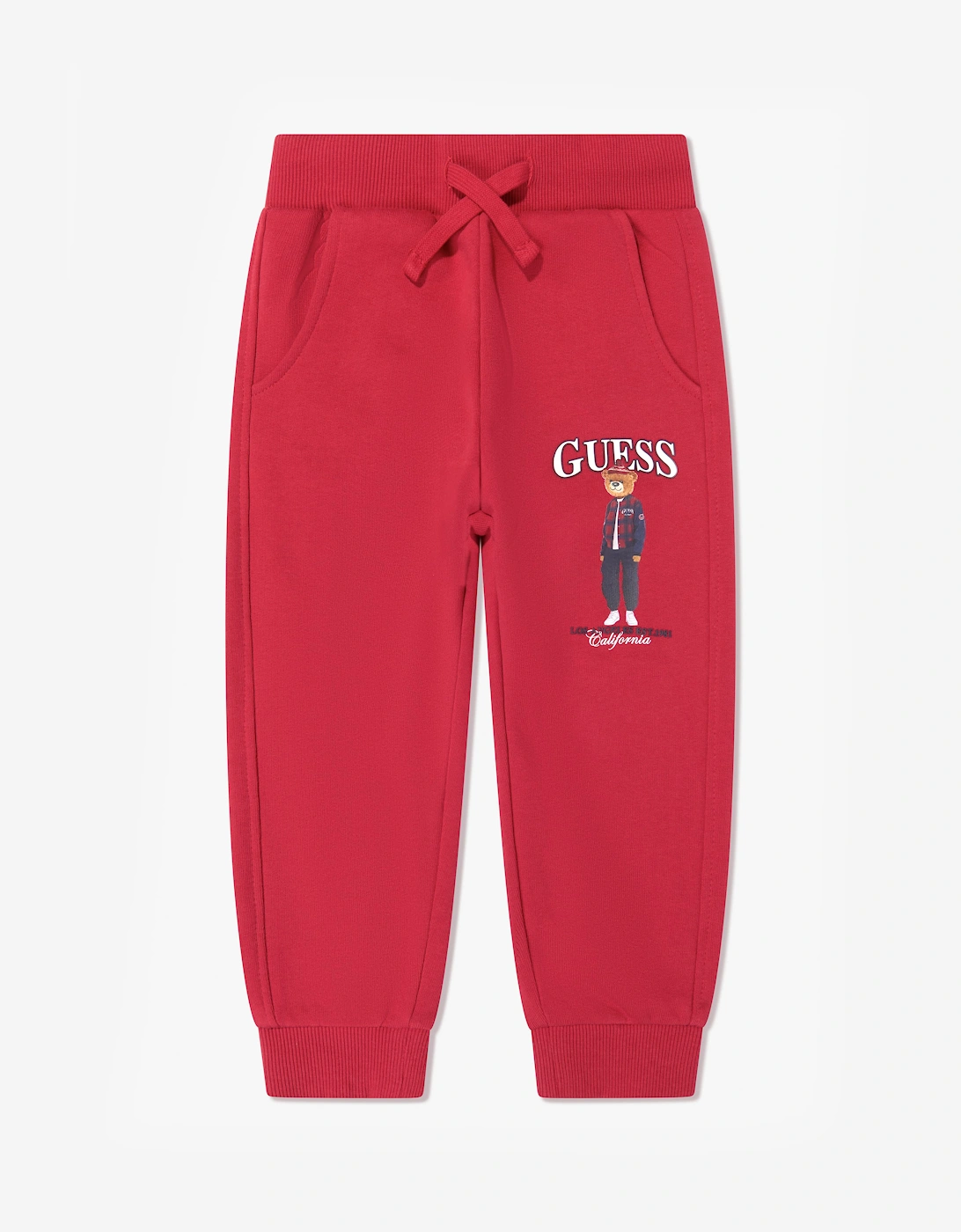Guess Guess Boys Bear Logo Joggers in Red