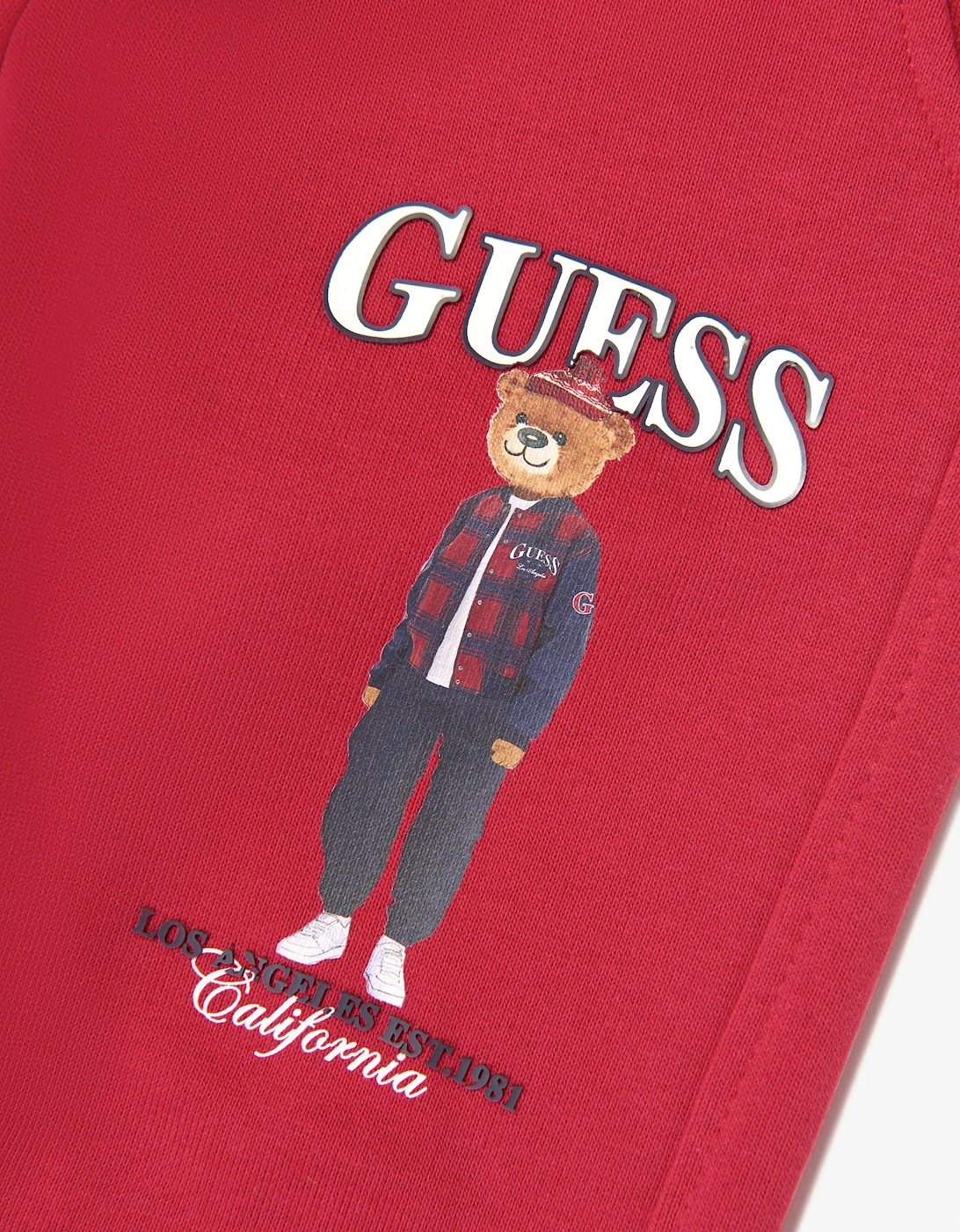 Guess Boys Bear Logo Joggers in Red
