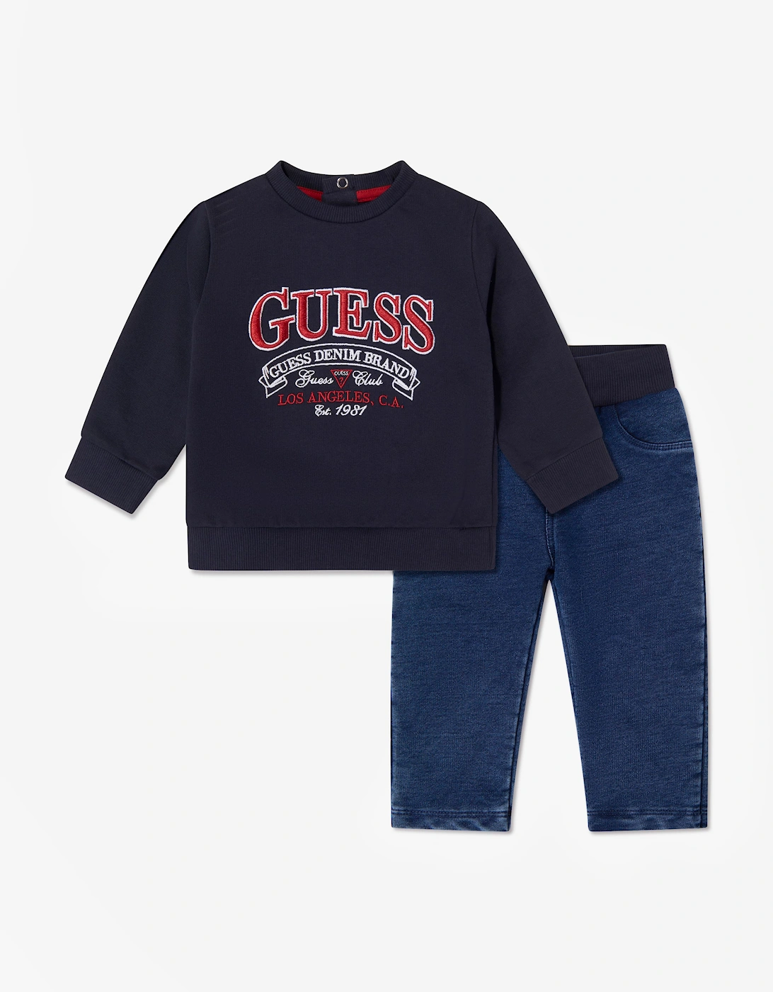 Guess Baby Boys Sweater and Denim Pants Set in Navy