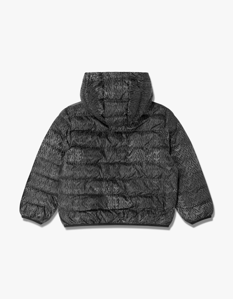 EA7 Emporio Armani Boys Train Graphic Monogram Jacket in Black