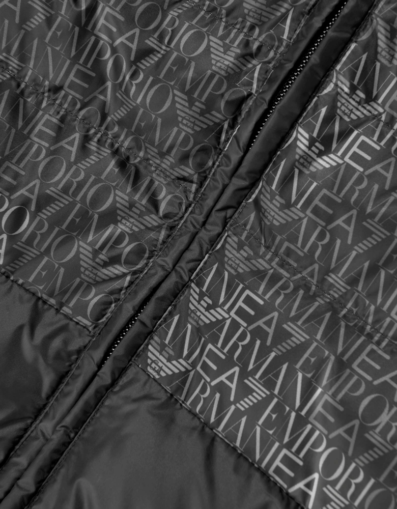 EA7 Emporio Armani Boys Train Graphic Monogram Jacket in Black