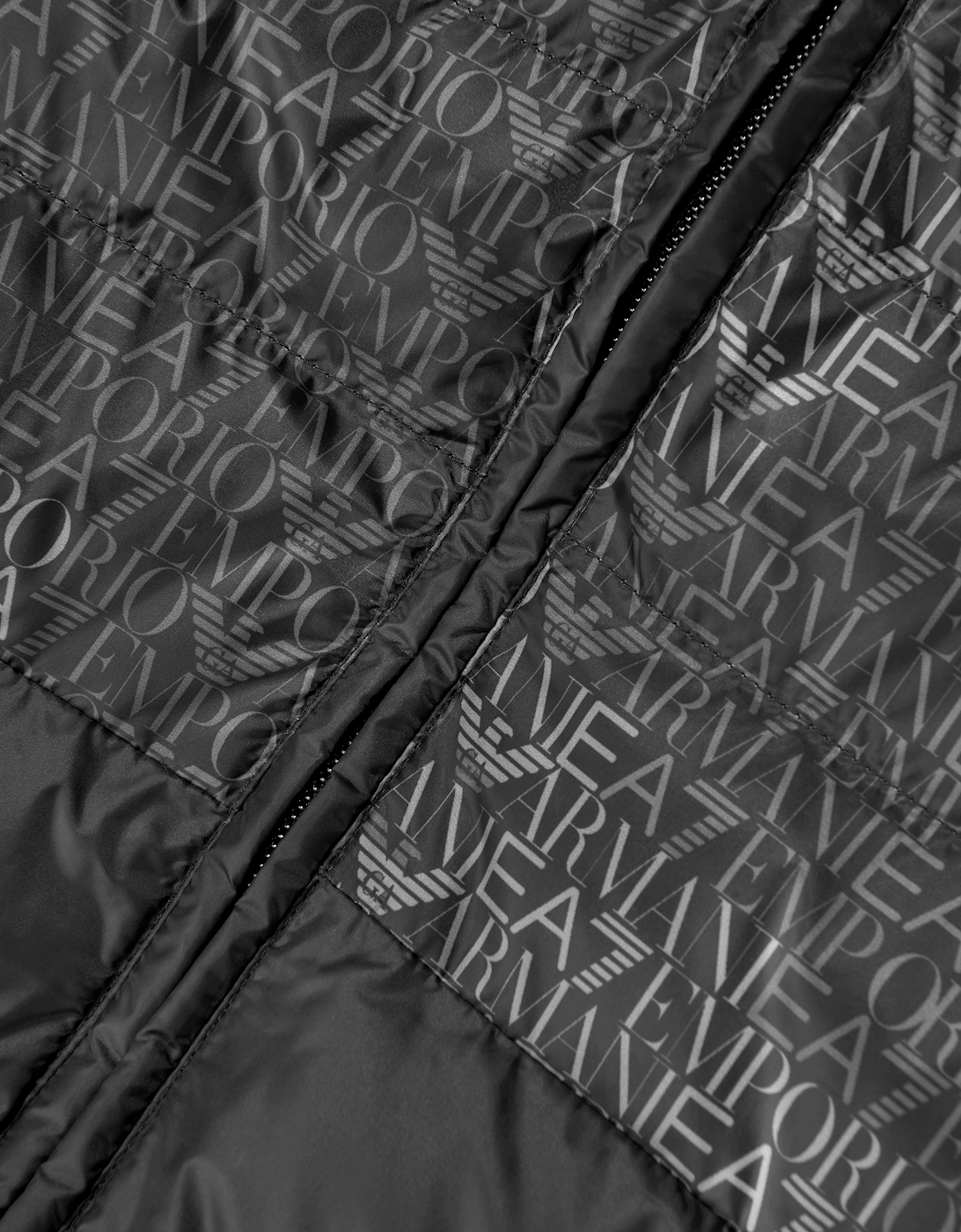 EA7 Emporio Armani Boys Train Graphic Monogram Jacket in Black