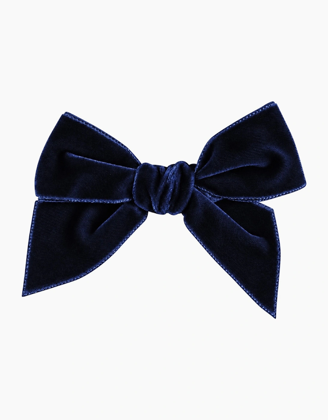 Girls Navy Velvet 10cm Bow Clip