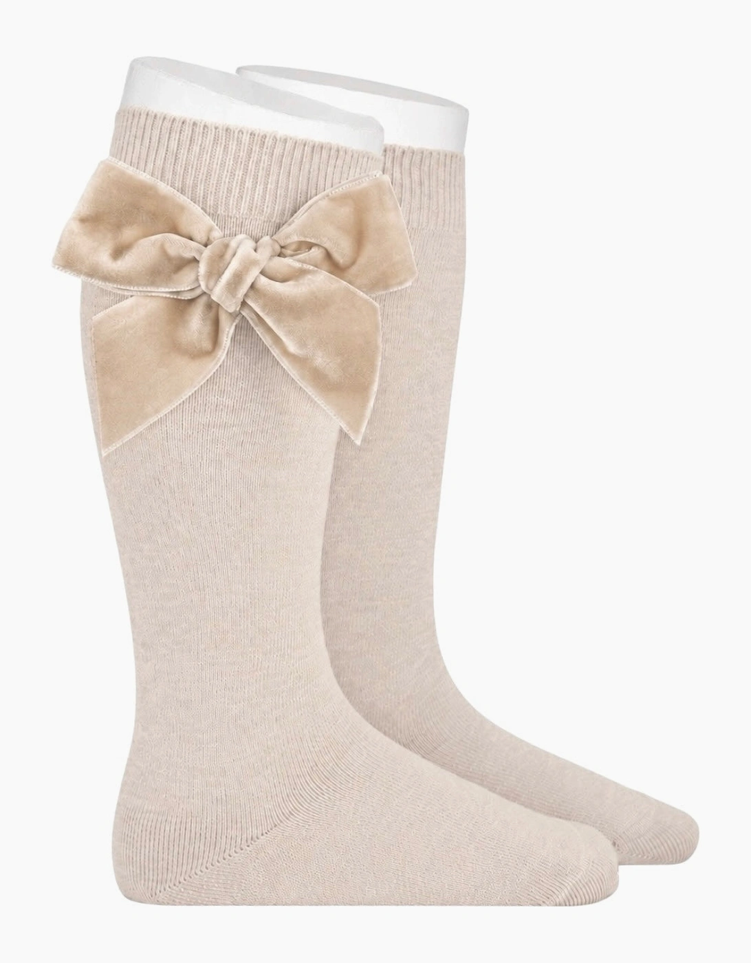 Girls Linen Velvet Bow Knee Socks