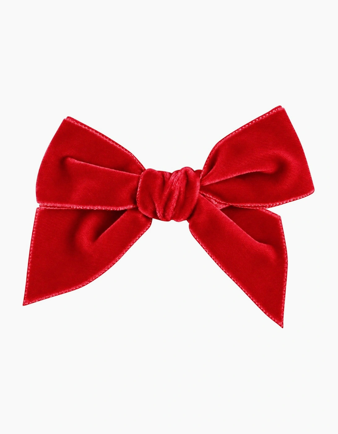 Girls Bright Red Velvet 10cm Bow Clip