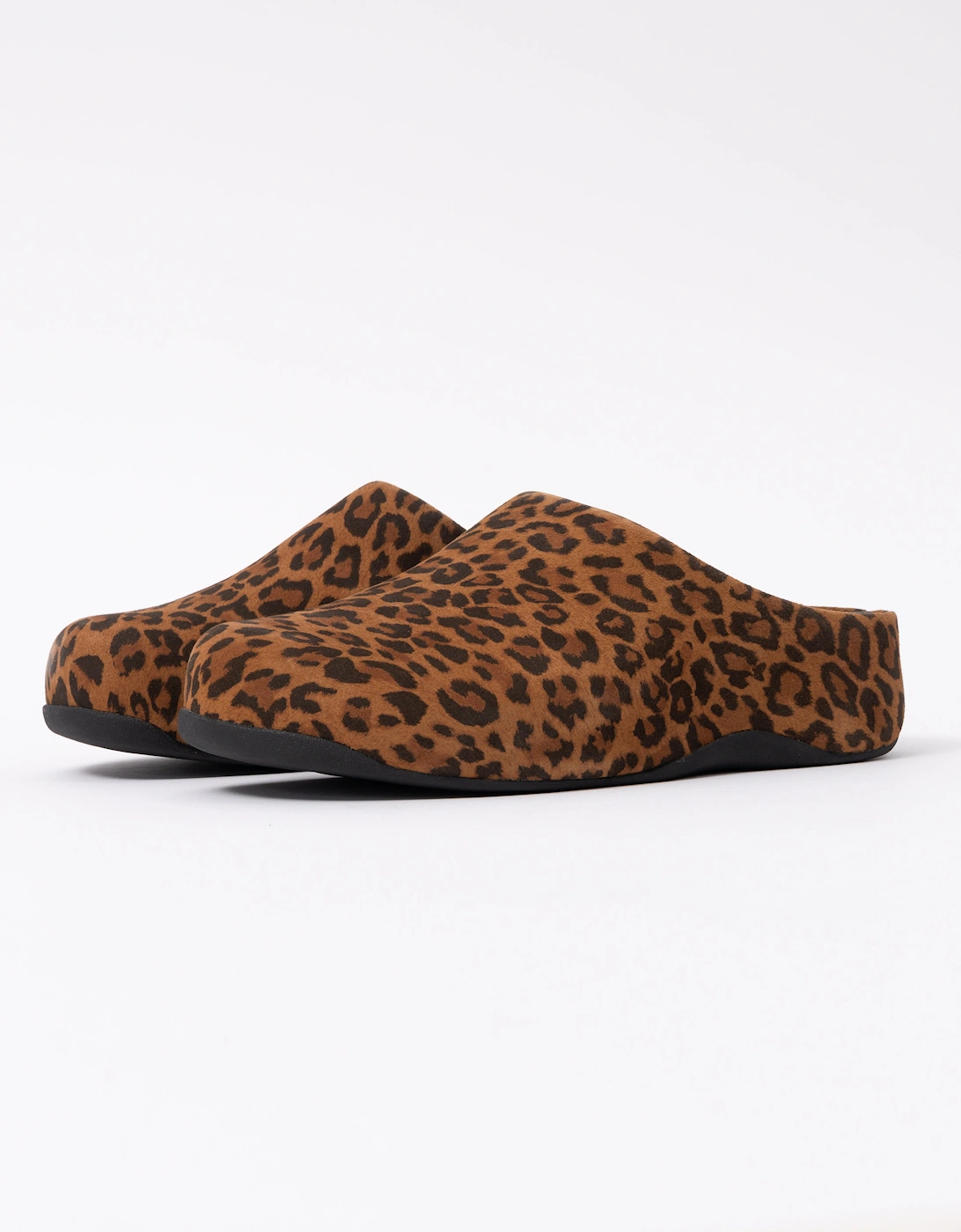FitFlop Women's FitFlop Shuv Womens Suede Leopard Mules - Tan/Black E76 - Brown