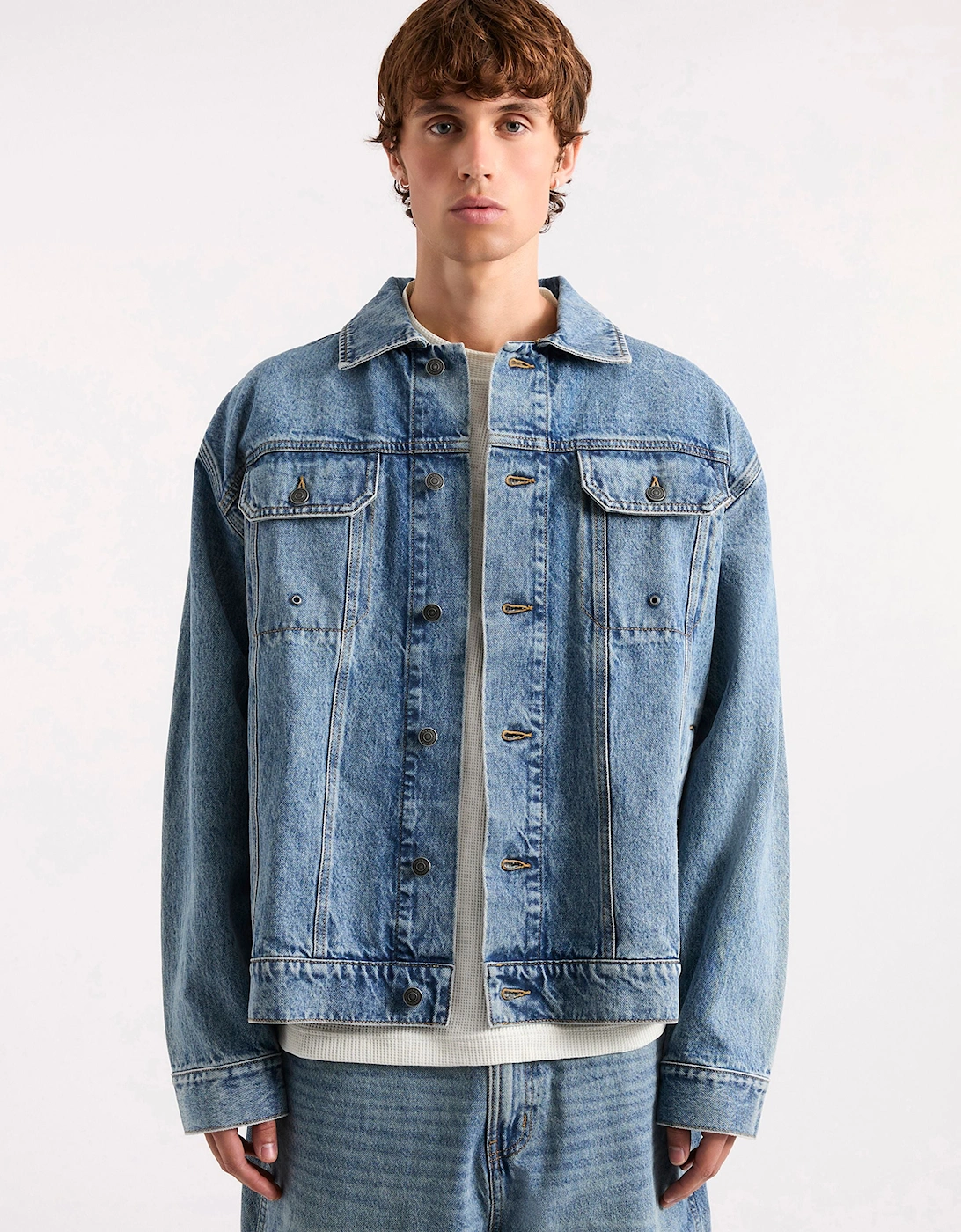 EDWARDS DENIM JACKET-Mid Denim Blue