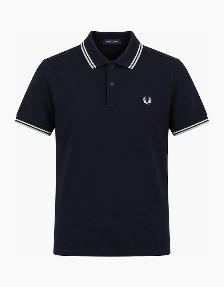 Fred Perry Twin Tipped Polo Shirt Navy/Ecru/Silver Blue