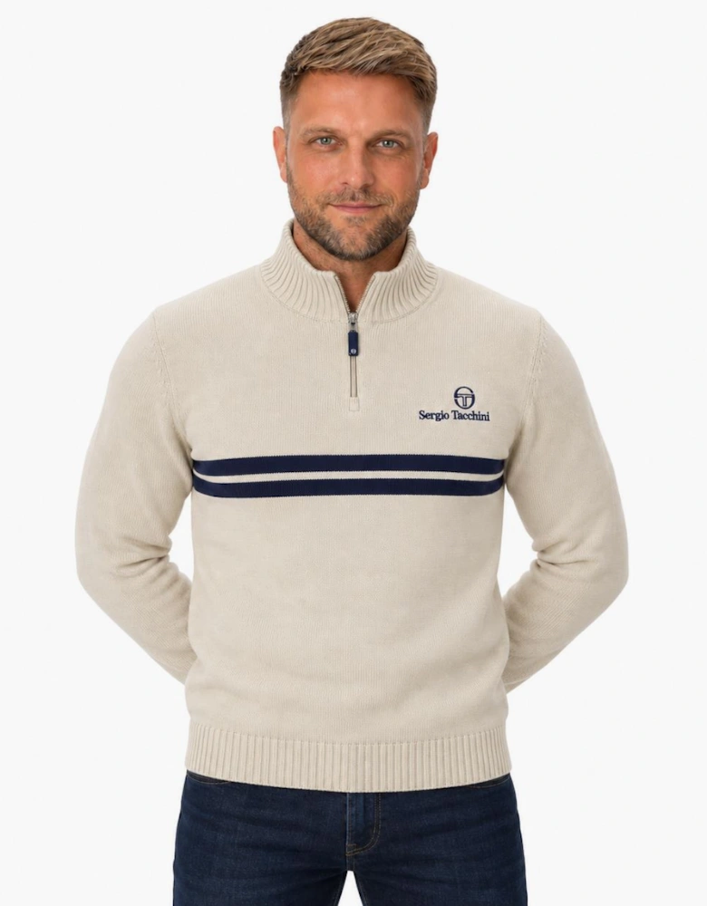 Sergio Tacchini New Dallas 1/4 Zip Knitted Jumper Peyote/Maritime Blue