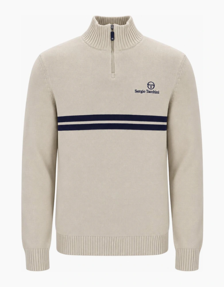 Sergio Tacchini New Dallas 1/4 Zip Knitted Jumper Peyote/Maritime Blue