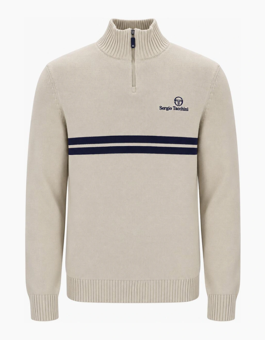 Sergio Tacchini New Dallas 1/4 Zip Knitted Jumper Peyote/Maritime Blue