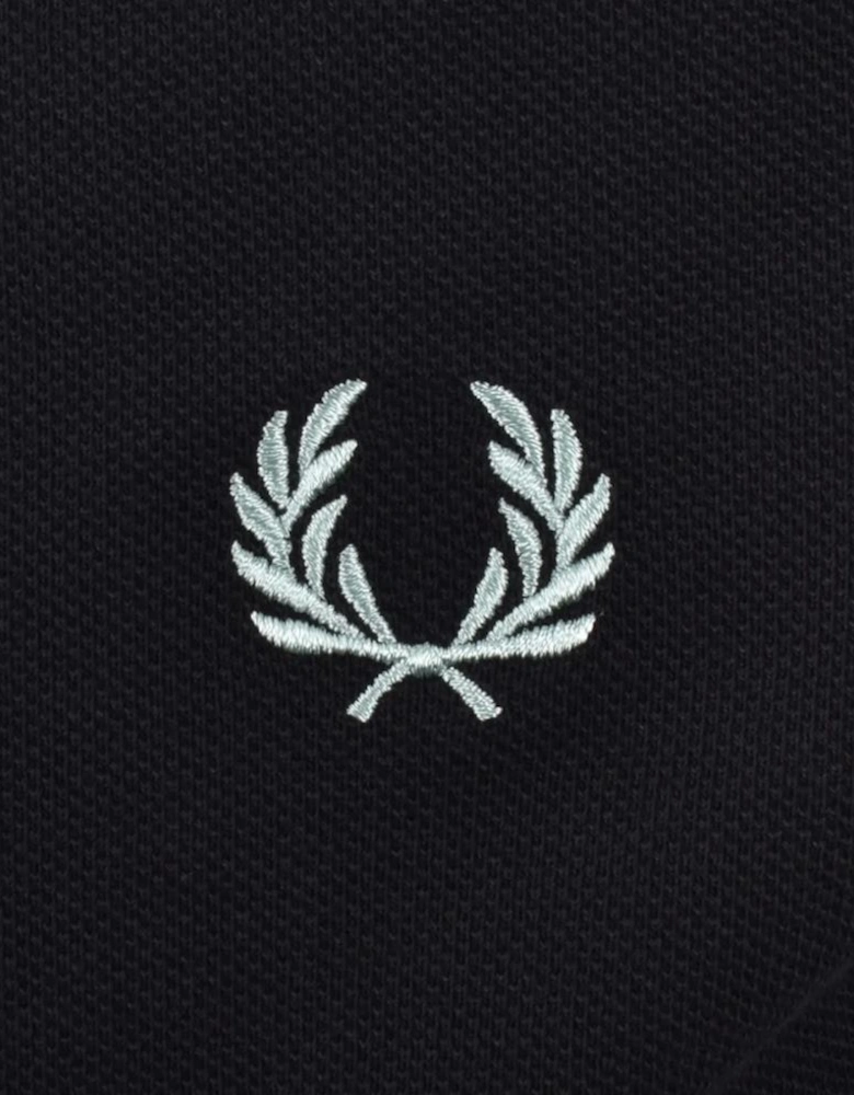 Fred Perry Long Sleeve Twin Tipped Polo Shirt Navy/Ecru/Silver Blue
