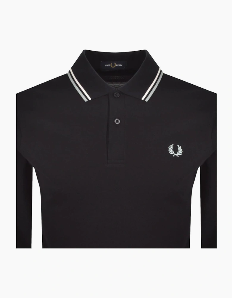 Fred Perry Long Sleeve Twin Tipped Polo Shirt Navy/Ecru/Silver Blue