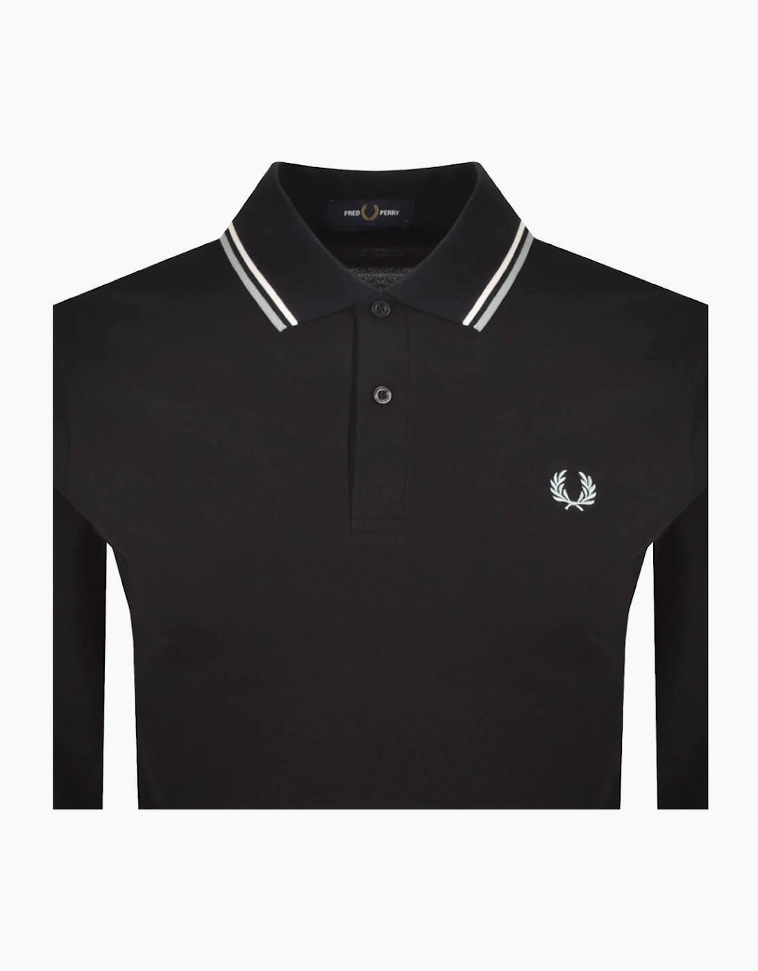 Fred Perry Long Sleeve Twin Tipped Polo Shirt Navy/Ecru/Silver Blue