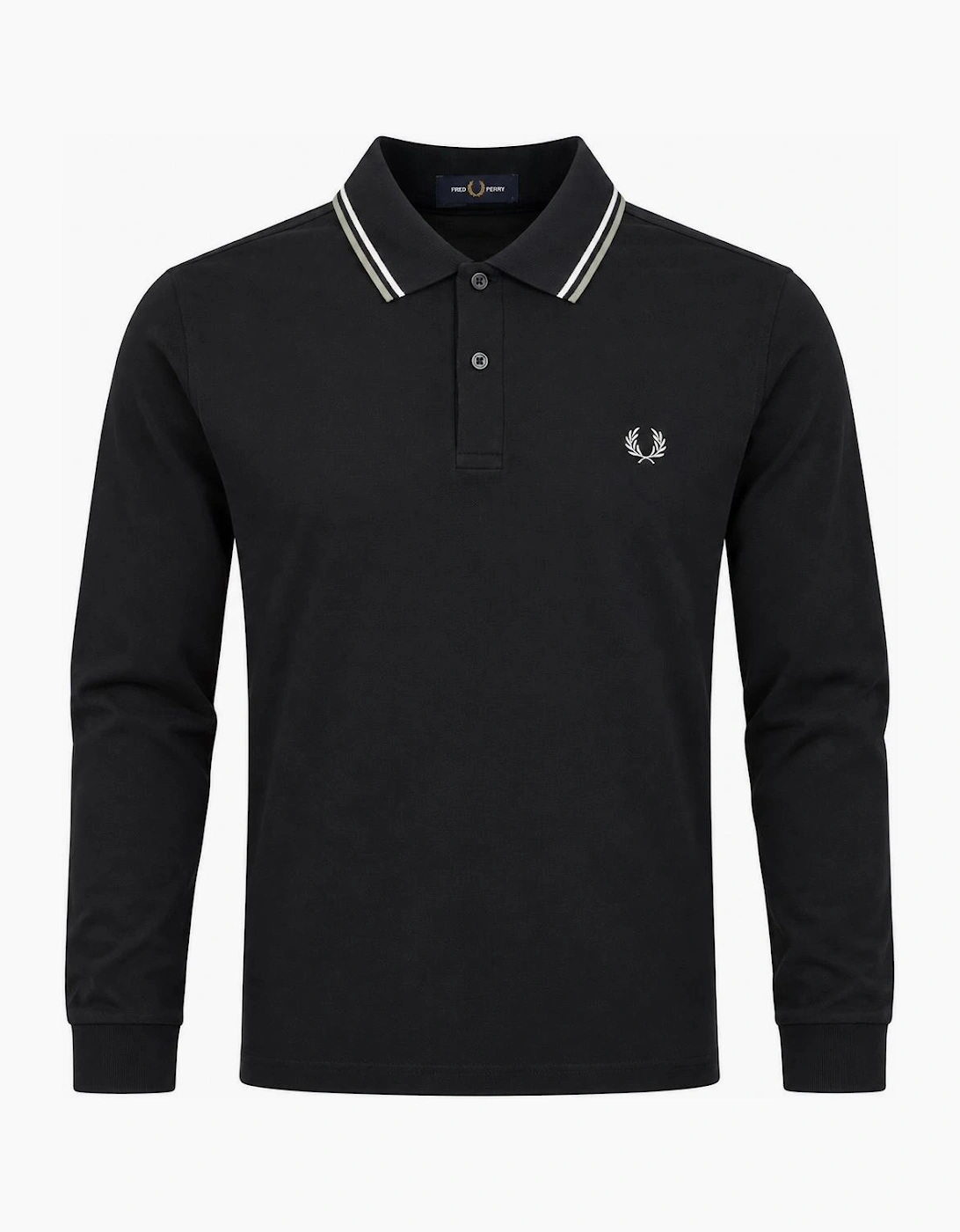 Fred Perry Long Sleeve Twin Tipped Polo Shirt Navy/Ecru/Silver Blue