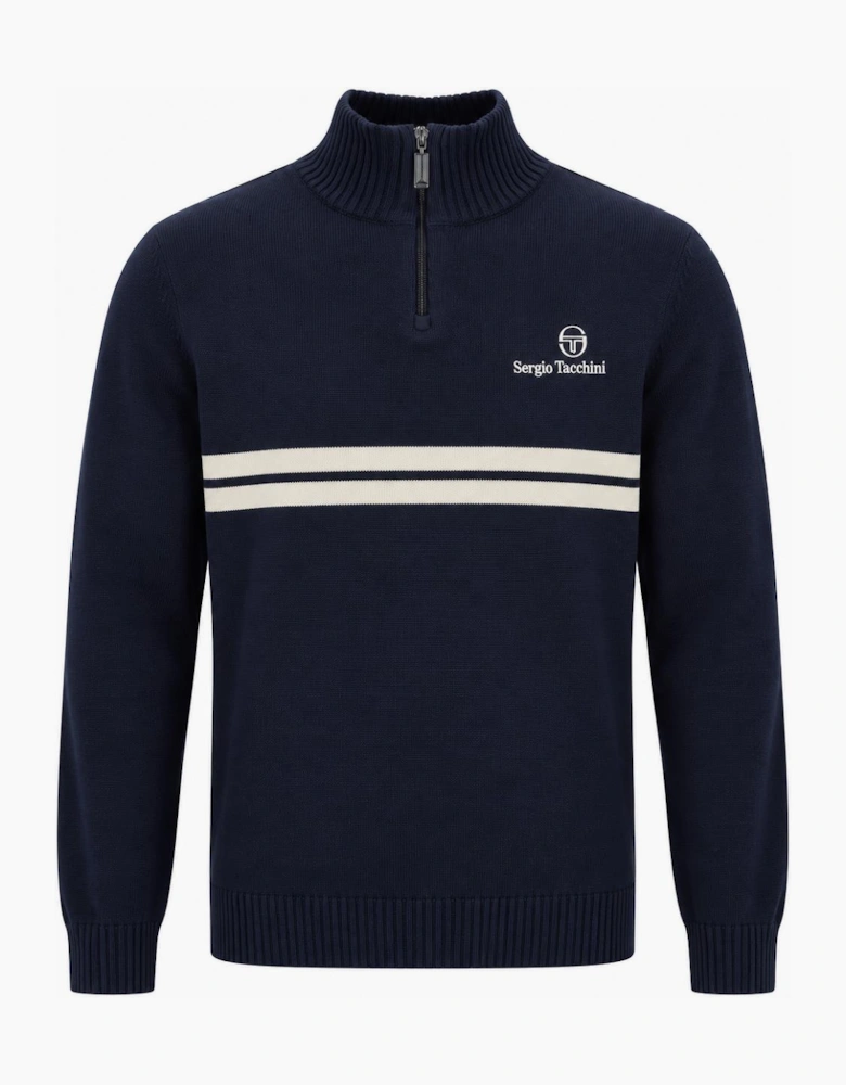 Sergio Tacchini New Dallas 1/4 Zip Knitted Jumper Maritime Blue/Peyote