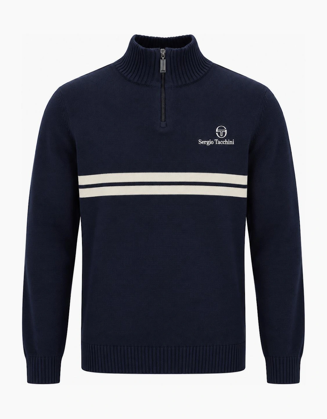Sergio Tacchini New Dallas 1/4 Zip Knitted Jumper Maritime Blue/Peyote