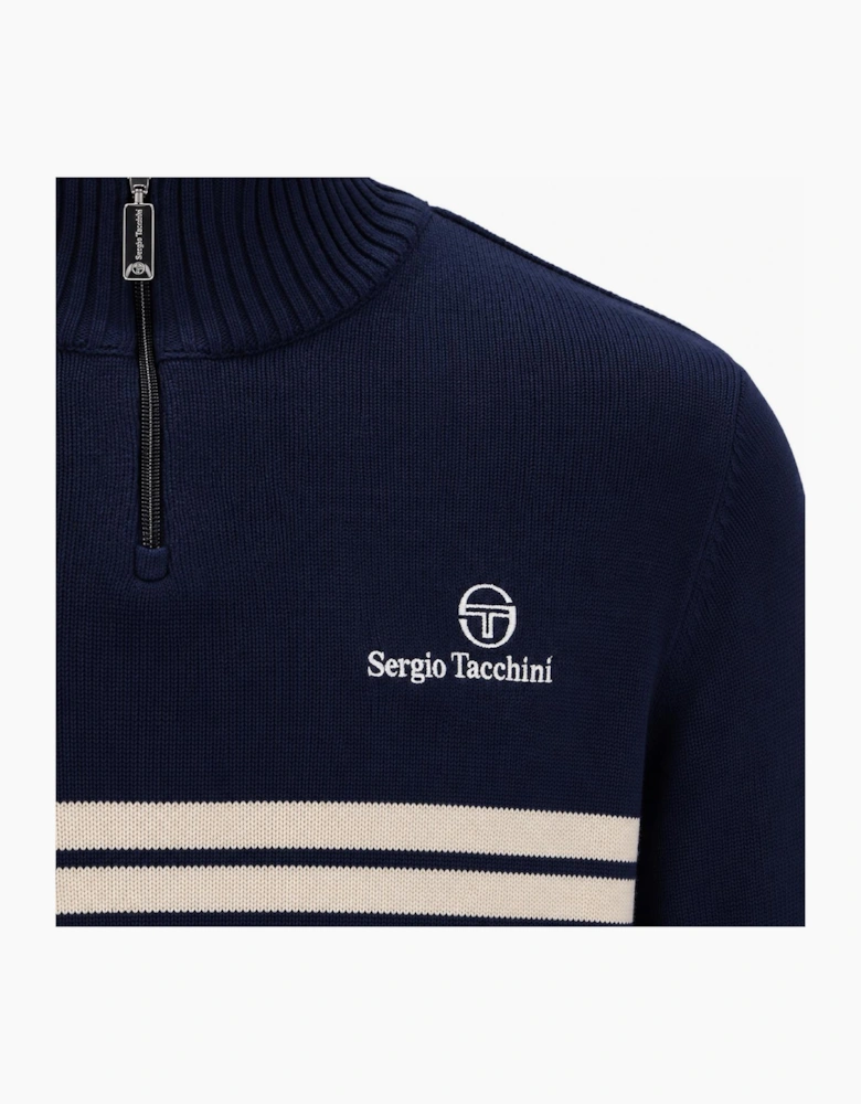 Sergio Tacchini New Dallas 1/4 Zip Knitted Jumper Maritime Blue/Peyote