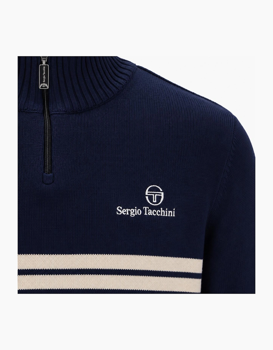 Sergio Tacchini New Dallas 1/4 Zip Knitted Jumper Maritime Blue/Peyote