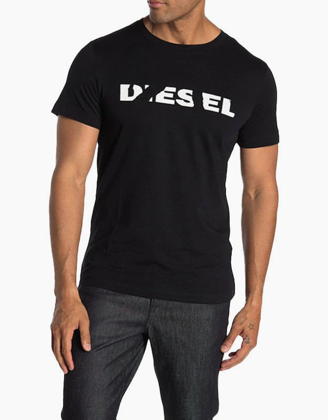 Diesel DIESEL T DIEGO BROK Mens T Shirt Cotton Tees Summer Top - Black