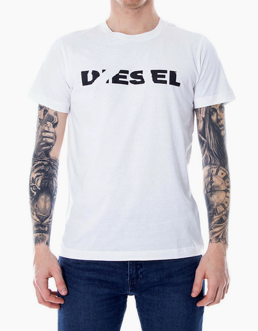 Diesel DIESEL T DIEGO BROK Mens T Shirt Cotton Tees Summer Top - White