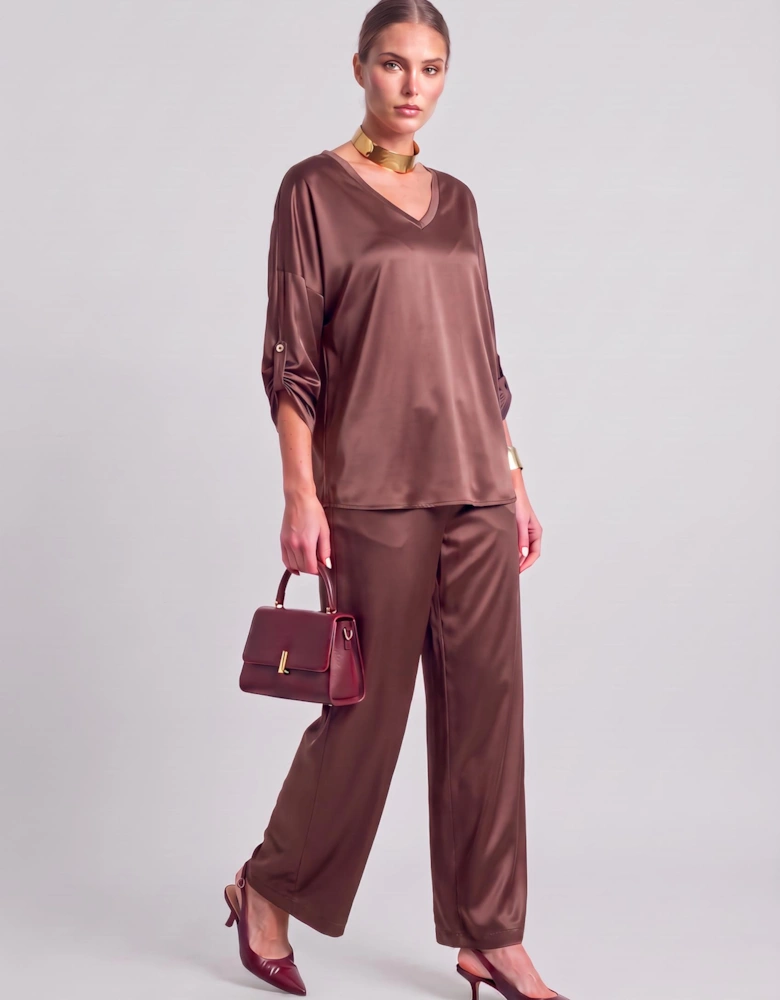 Satin Blouse Chocolate
