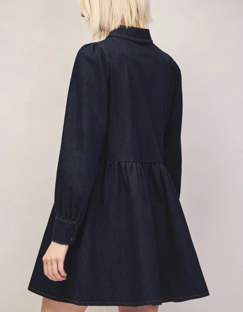 Dark Indigo Zip Front Mini Dress