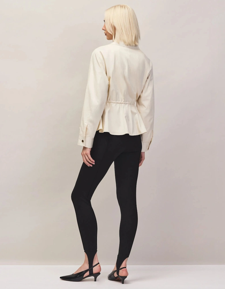 Cream Drawstring Waisted Water-Resistant Jacket