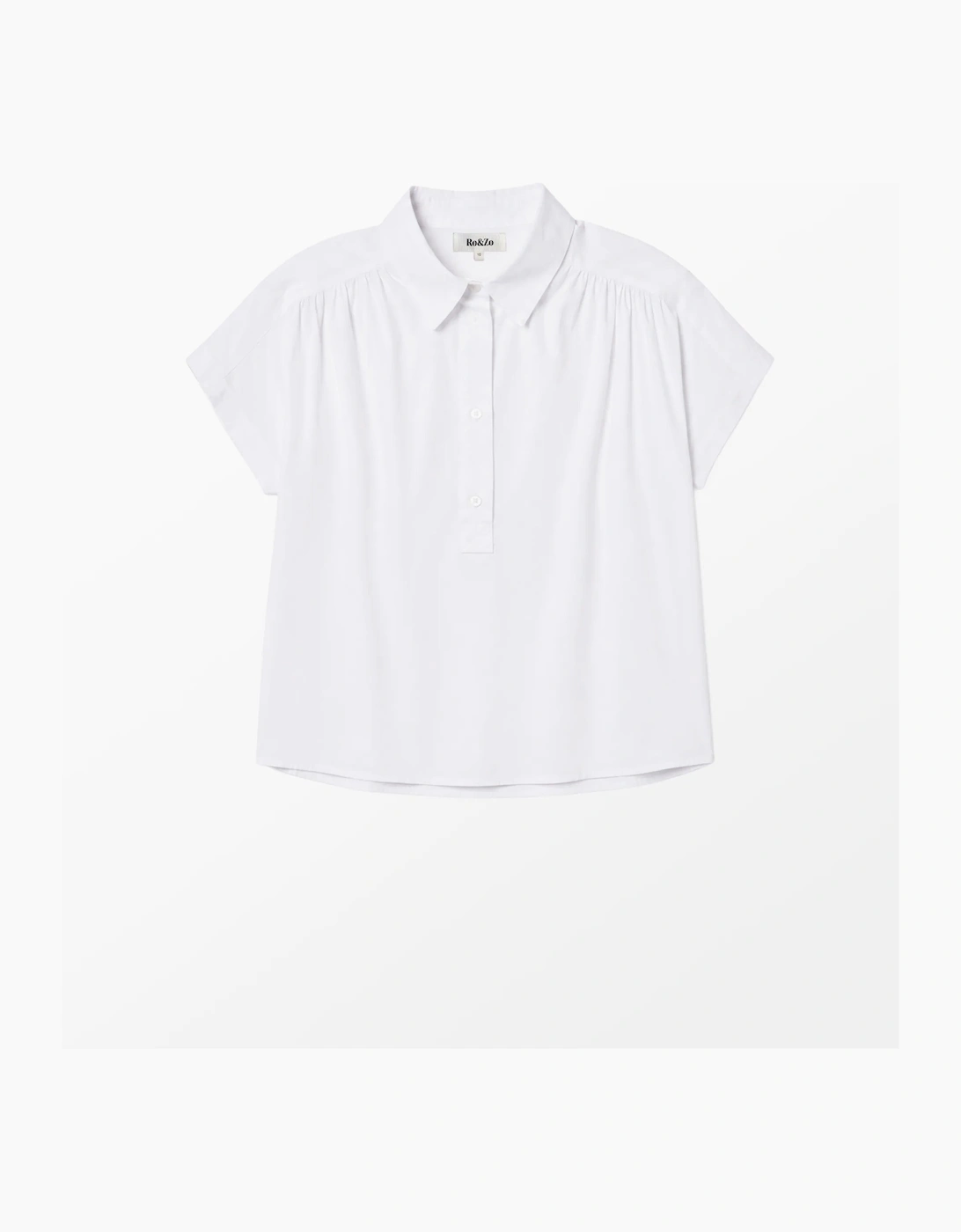 White Cotton Poplin Gathered Shoulder Shirt