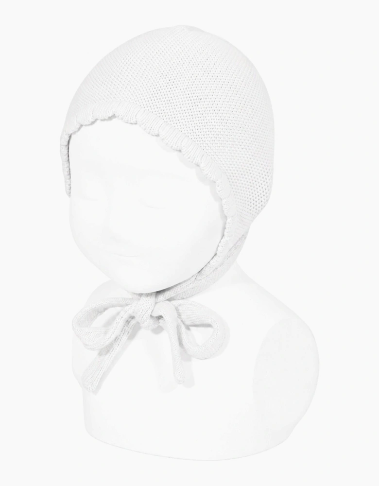 White 200 Knit Tie Bonnet