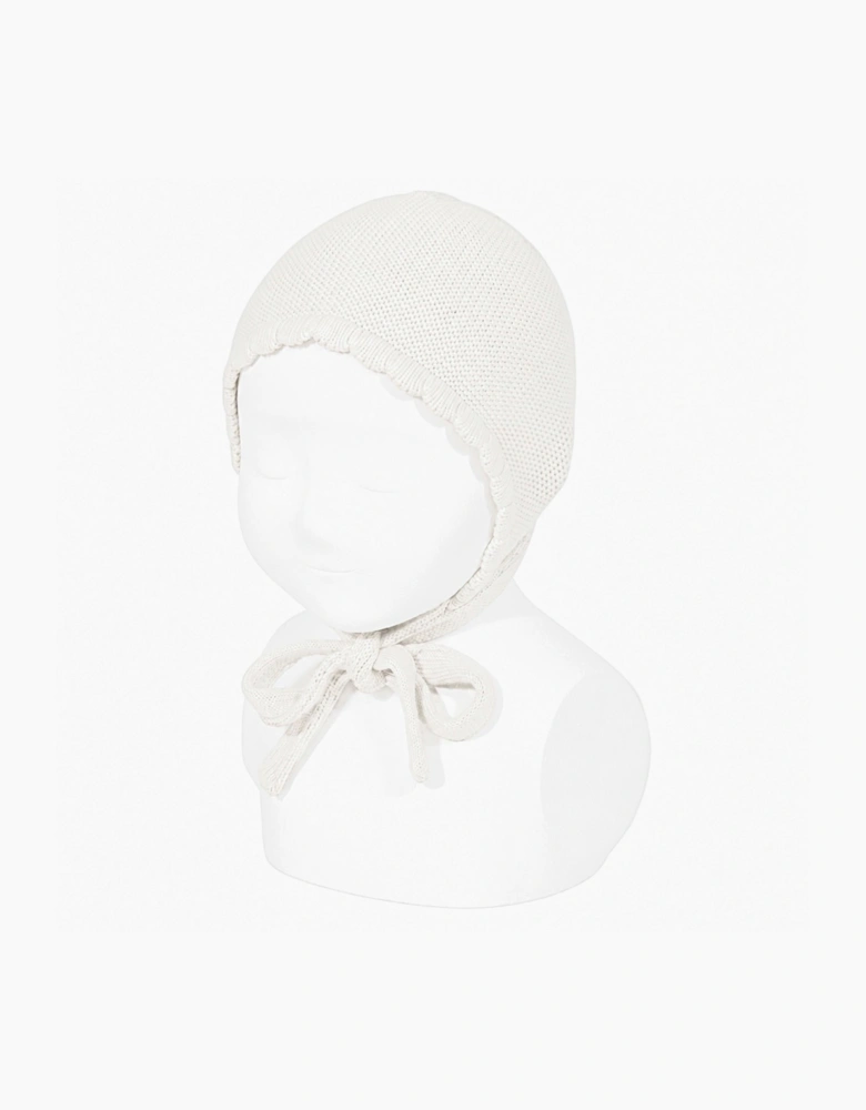 Ivory 202 Knit Tie Bonnet
